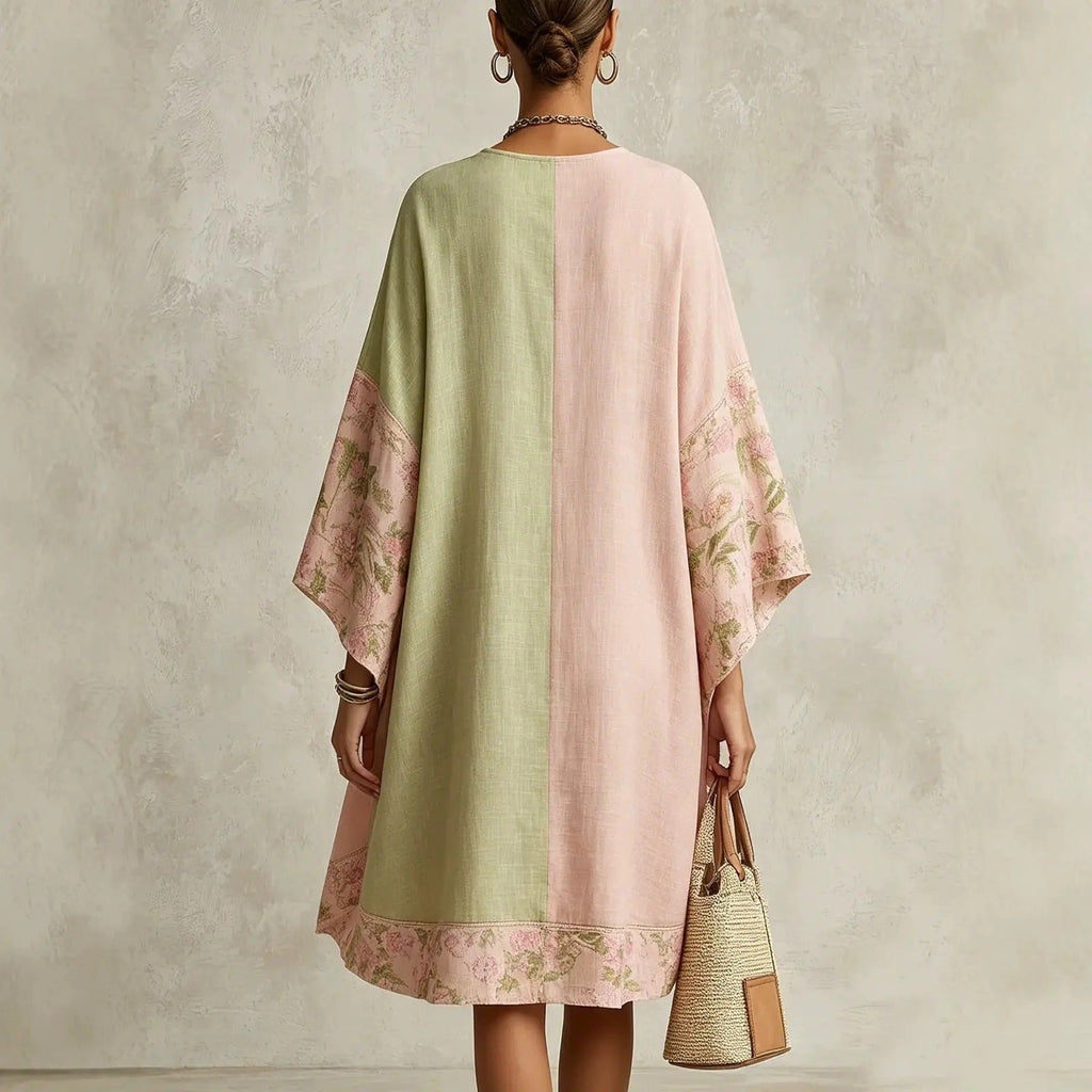 Jimena | Vestito Bohemiano Floreale con Maniche a Pipistrello e Scollo a V