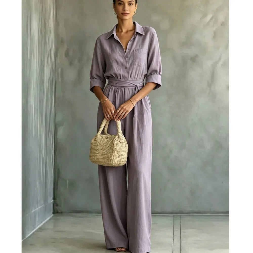 Elena | tuta elegante con cintura regolabile e pantaloni larghi