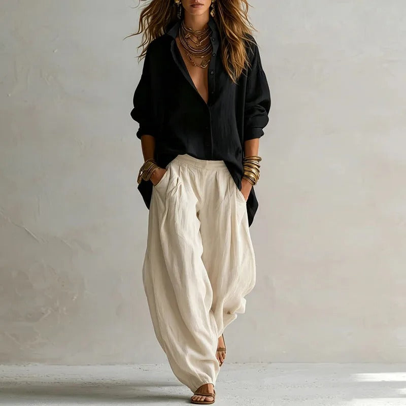 Aitana | Completo fluido di camicia e pantaloni larghi