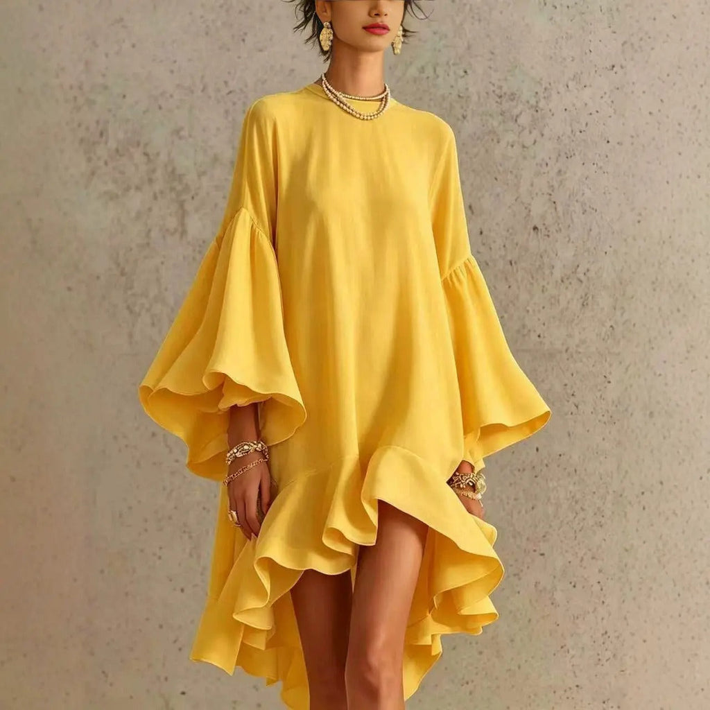 Amelia | Abito Elegante con Volanti e Orlo Asimmetrico