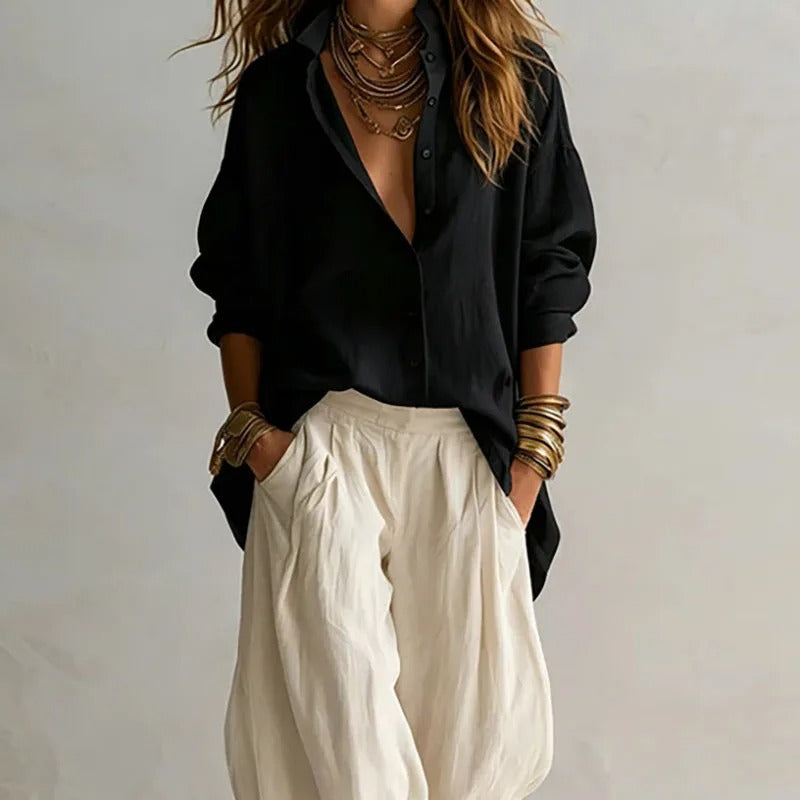 Aitana | Completo fluido di camicia e pantaloni larghi