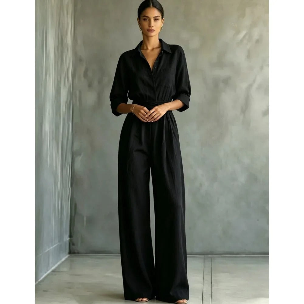 Elena | tuta elegante con cintura regolabile e pantaloni larghi