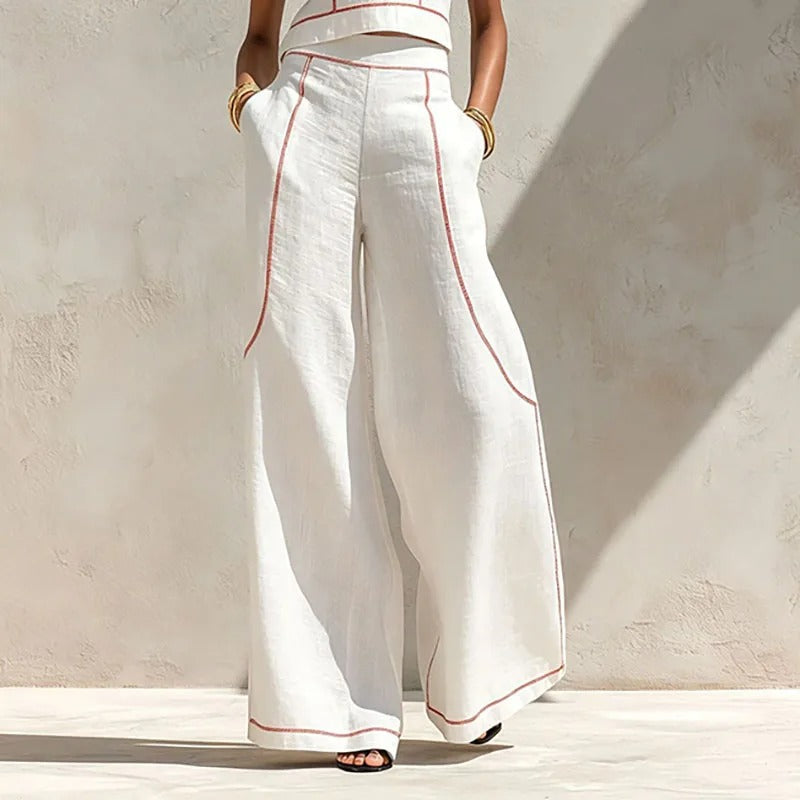 Inés | Set di due pezzi con pantaloni palazzo e dettagli in contrasto
