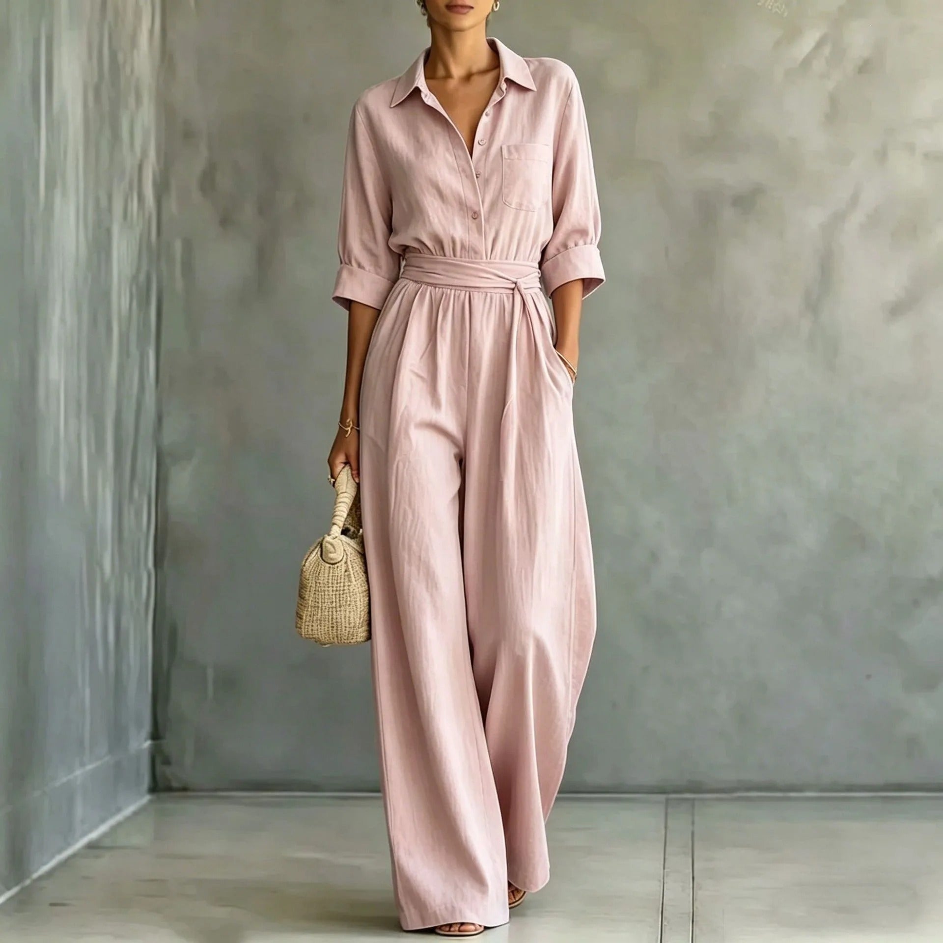 Elena | tuta elegante con cintura regolabile e pantaloni larghi