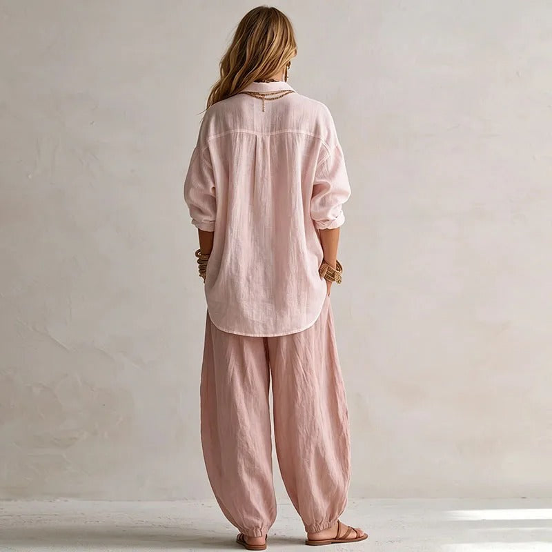 Aitana | Completo fluido di camicia e pantaloni larghi