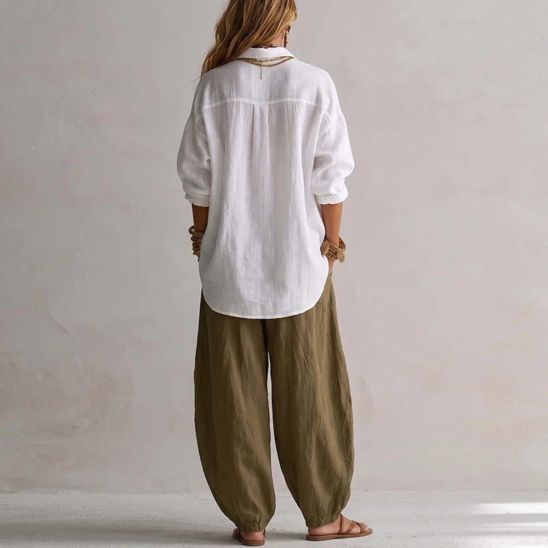 Aitana | Completo fluido di camicia e pantaloni larghi