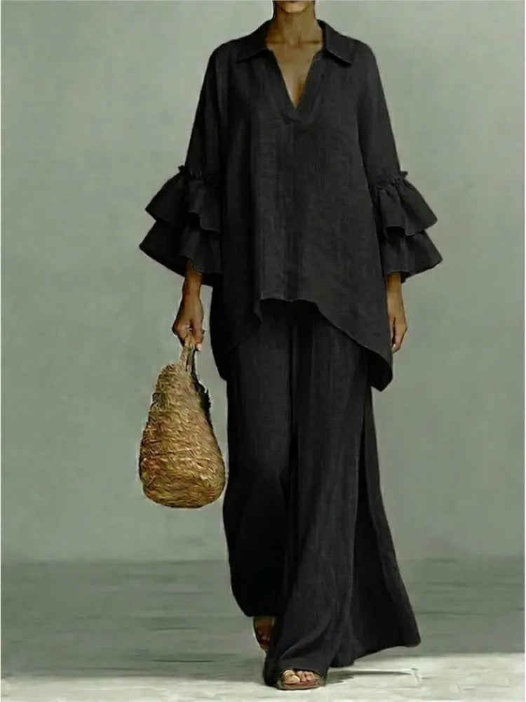 ALBA | SET IN COTONE E LINO CON MOVIMENTO ELEGANTE