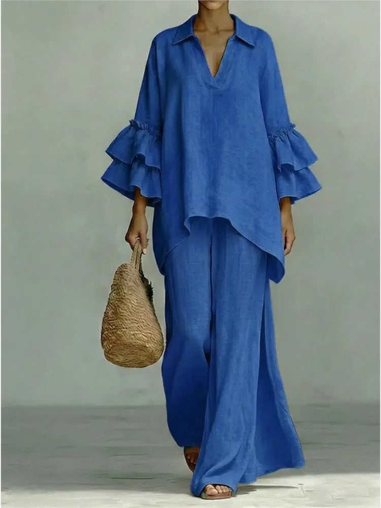 ALBA | SET IN COTONE E LINO CON MOVIMENTO ELEGANTE