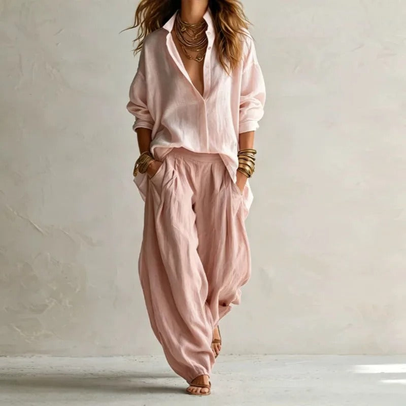 Aitana | Completo fluido di camicia e pantaloni larghi