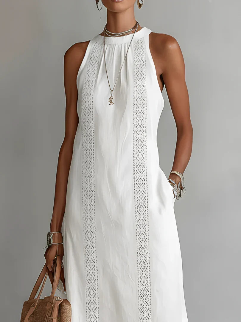 VALERIA | VESTITO MIDI ELEGANTE CON COLLO MAO