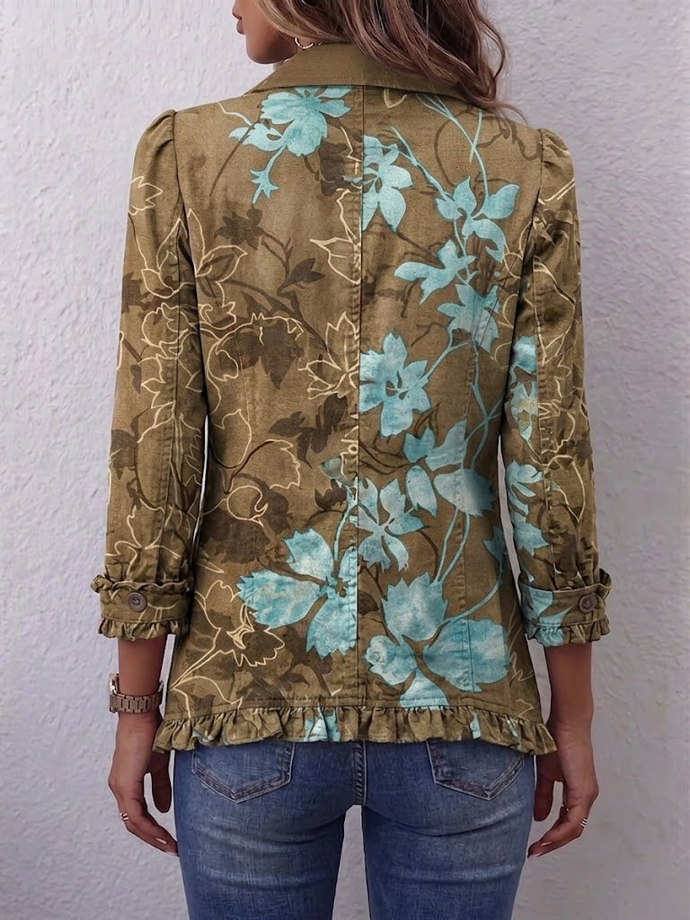 BLANCHE | GIACCA BOHEMIANA A FIORI VINTAGE CON EFFETTO DEGRADÉ E VOLANT