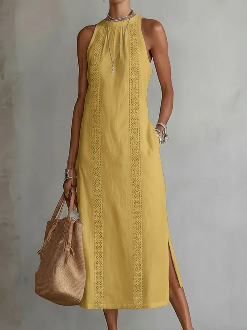 VALERIA | VESTITO MIDI ELEGANTE CON COLLO MAO