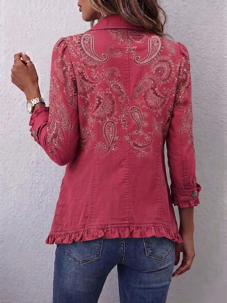 ISEULT | GIACCA PAISLEY ROSA VINTAGE ANTICO CON VOLANT