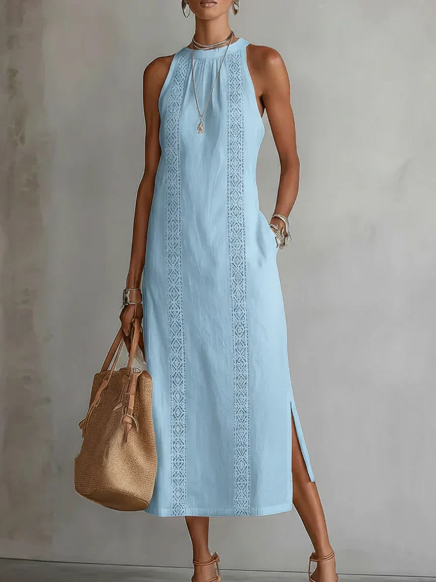 VALERIA | VESTITO MIDI ELEGANTE CON COLLO MAO