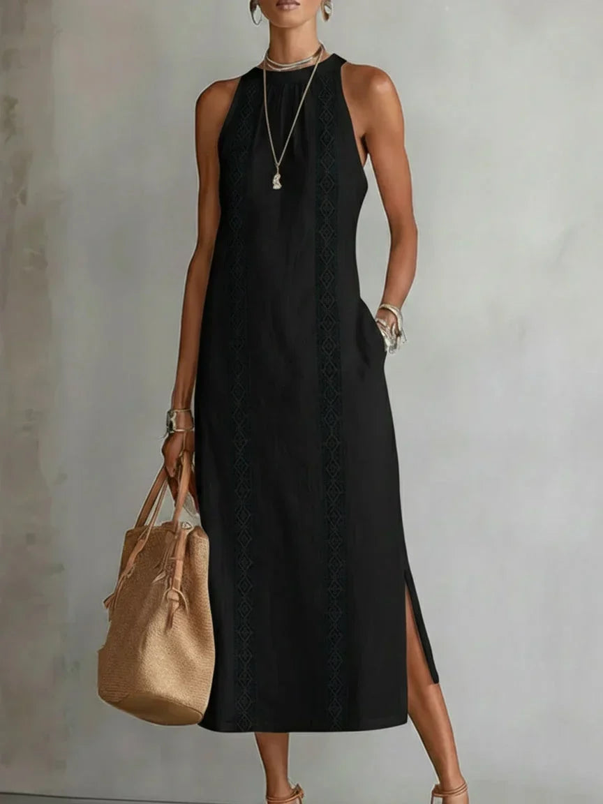 VALERIA | VESTITO MIDI ELEGANTE CON COLLO MAO