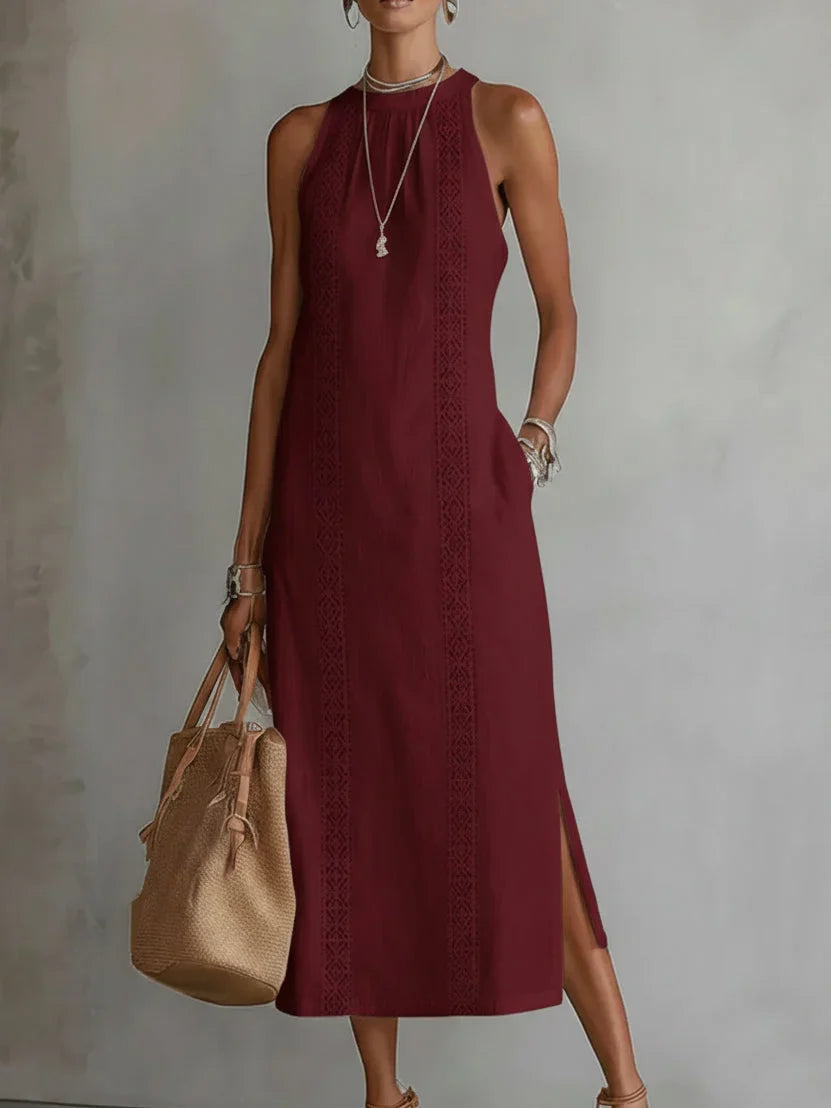 VALERIA | VESTITO MIDI ELEGANTE CON COLLO MAO