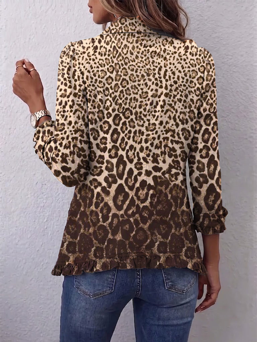 OMBELINE | GIACCA LEOPARDATA MULTICOLORE CON VOLANT